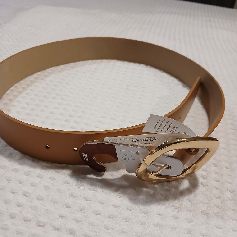 Time Tru Brown Gold Buckle Belt Size S/M New with Tags